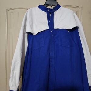 Men's Royal Blue and White Lightweight Shirt Jacket